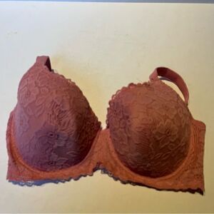 Delta Burke Bra Deep Pink with Lace Sides Size 40DD Underwire